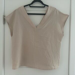 SHEIN Beige V-Neck Blouse XL